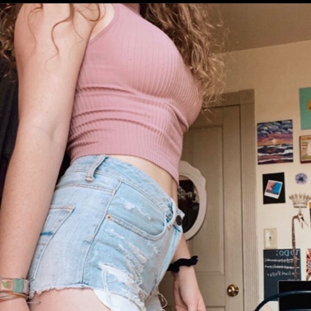Light pink cropped halter top
